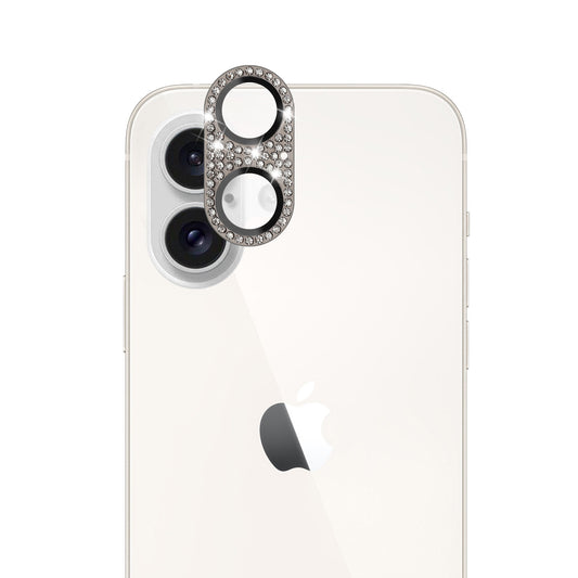For Apple iPhone 16 Plus (6.7") Camera Lens Full Tempered Glass With Diamond Bling Glitter Rhinestone Lens Protective Case Cover
