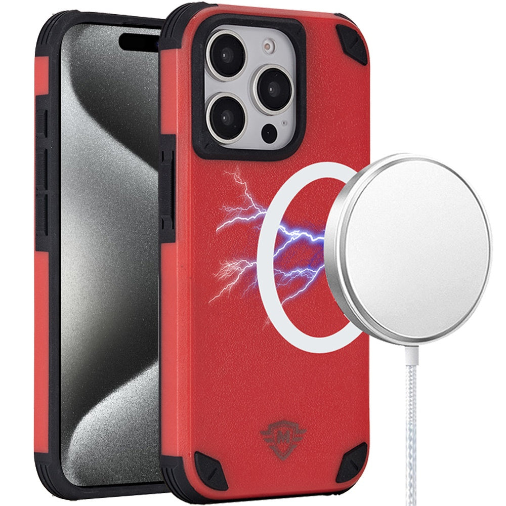 For Apple iPhone 16 (6.1") Heavy Duty Dual-Layer Rugged Protection, Shockproof Protective Tough Magnetic Compatible with MagSafe Case Cover