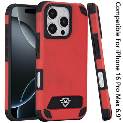 For Apple iPhone 16 Pro Max (6.9") Heavy Duty Dual-Layer Rugged Protection, Shockproof Kickstand Magnetic Compatible with MagSafe Case Cover
