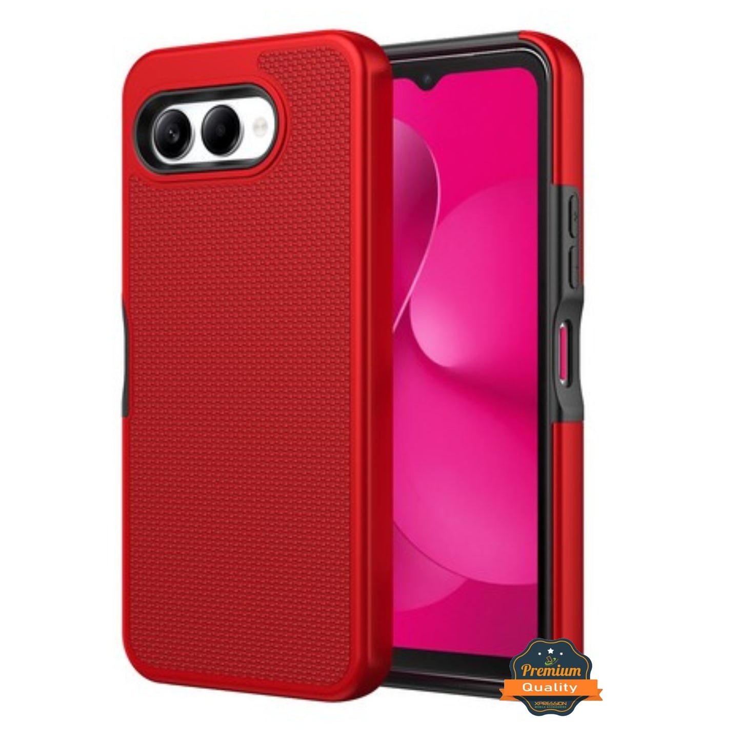 For T-Mobile Revvl 8 Dual Layer Slim & Tough Hybrid Shockproof Heavy Duty Rubber TPU Matte with Textured Rugged Shell Protection Case Cover