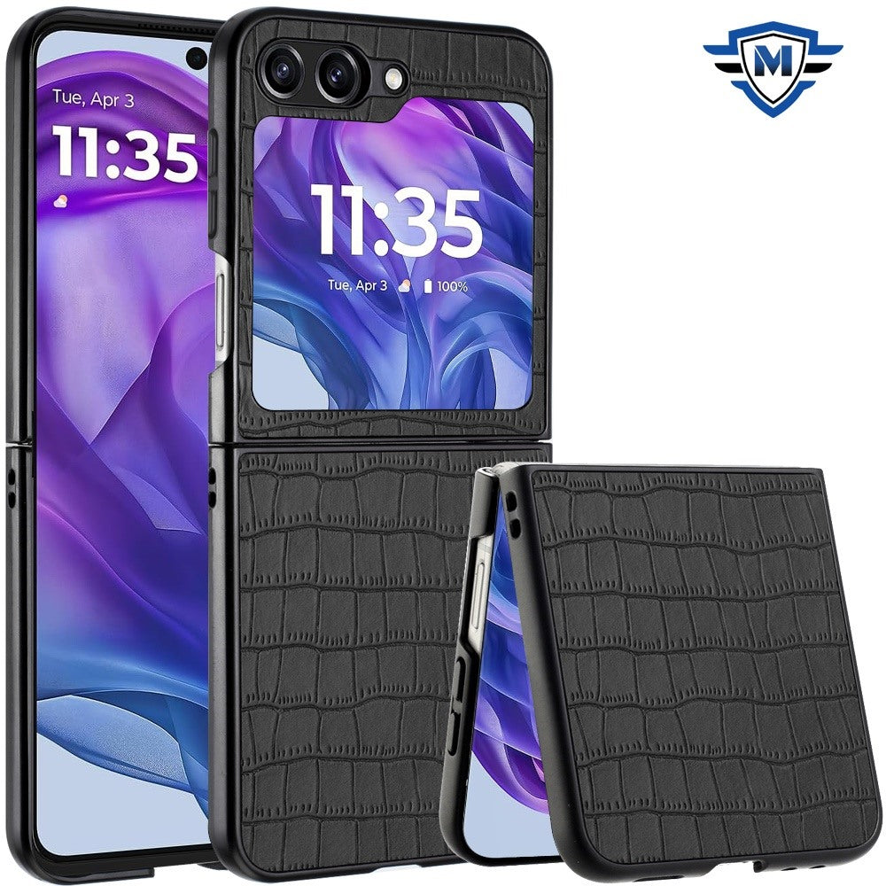 For Motorola Razr 2025 Premium PU Vegan Leather Hard Snap-On Slim Protective Shell Cover, Elegant Finish Case Cover