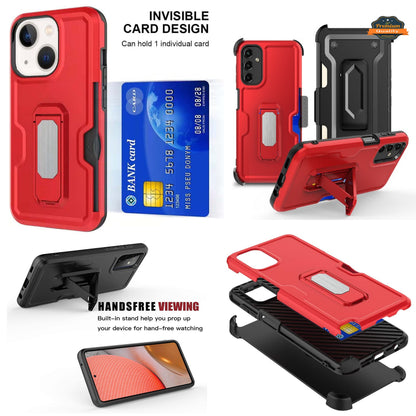 For Samsung Galaxy A16 Hybrid Wallet Case with Invisible ID Card Slot, Kickstand, Holster Belt Clip, Heavy-Duty Protection Case Cover