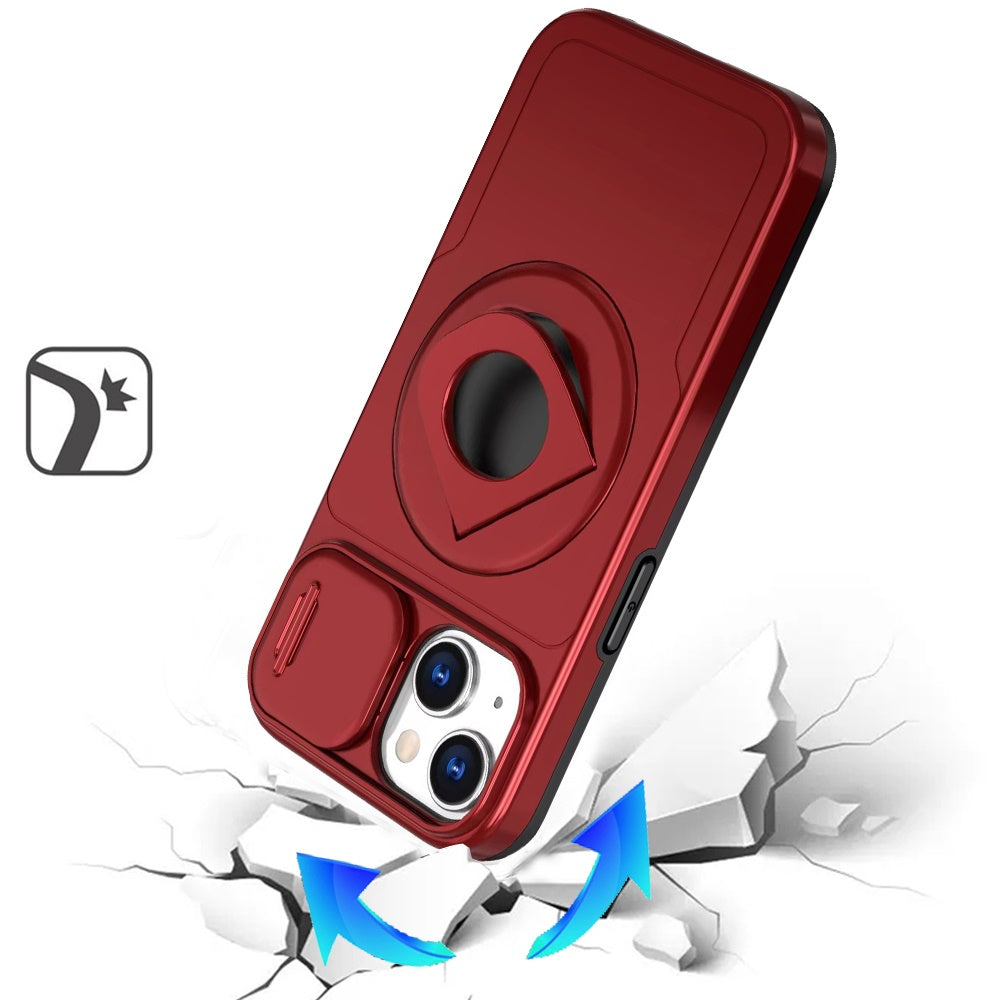 For Apple iPhone 16 Plus (6.7") Full Coverage with Camera Window, Magnetic Circle, Rotatable Ring Stand, MagSafe Compatible, Shockproof Hybrid Protectiv Case Cover