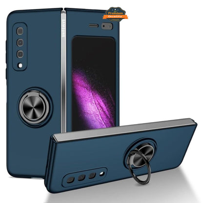 For Samsung Galaxy Z Fold 7 Matte Silicone TPU Rubber Magnetic with 360° Ring Stand Grip Shockproof Slim Hybrid Case Cover
