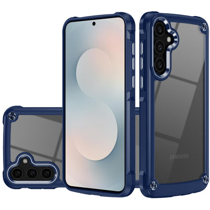 For Samsung Galaxy S25 Fan Edition /Galaxy S25 FE Hybrid Transparent Rubber with Metal Buttons & Camera Edges Hard TPU Corner Frame Bumper Case Cover