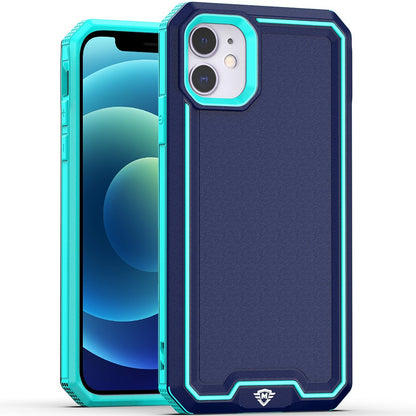 For iPhone 12 / iPhone 12 Pro (6.1") Premium Fused Hybrid Tough Strong Hard PC TPU Rubber Shockproof Drop Protection Impact Case Cover Blue