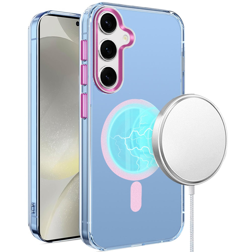 For Samsung Galaxy S25 /S24 Clear Transparent Case Matching Circle Design, Hybrid TPU Hard Shell, Support Magsafe Charger Case Cover