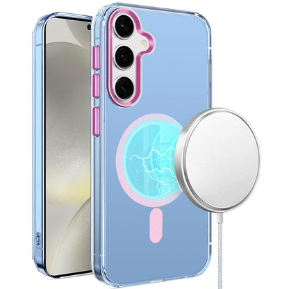 For Samsung Galaxy S25 Ultra Clear Transparent Case Matching Circle Design, Hybrid TPU Hard Shell, Support Magsafe Charger Case Cover