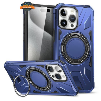 For Apple iPhone 16 Pro Max (6.9") Tough Shockproof Hybrid with Magnetic Ring Stand Compatible with MagSafe TPU + PC Protective Case Cover