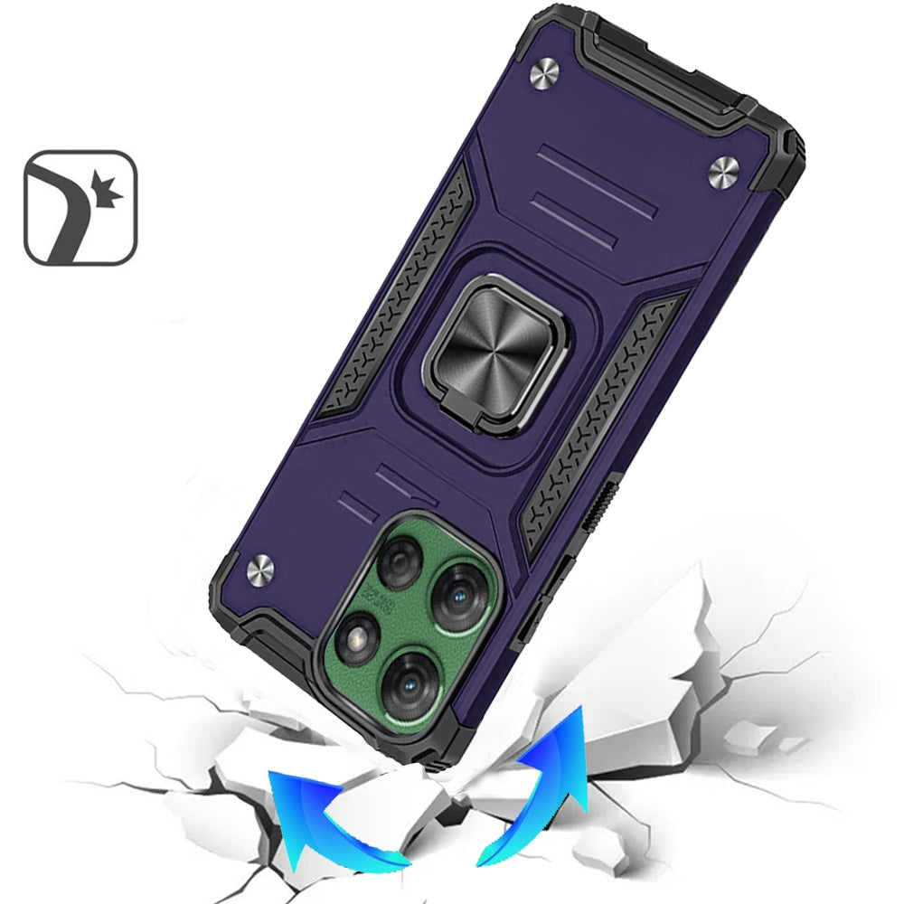 For Samsung Galaxy S25 Fan Edition /Galaxy S25 FE Armor Hybrid Magnetic Stand with Ring Holder Kickstand Shockproof Heavy-Duty Durable Rugged TPU Dual Layer Case Cover Purple