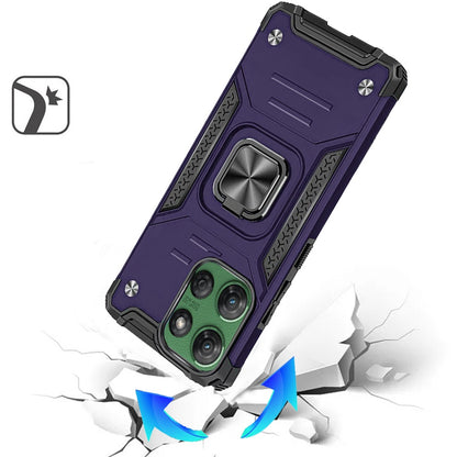 For Samsung Galaxy S25 Fan Edition /Galaxy S25 FE Armor Hybrid Magnetic Stand with Ring Holder Kickstand Shockproof Heavy-Duty Durable Rugged TPU Dual Layer Case Cover Purple