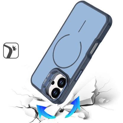 For Apple iPhone 17 (6.3") Magnetic Matte Metal Camera Stand Hybrid Drop Protection Durable Shockproof Slim Fit Design Case Cover Cosmic Orange