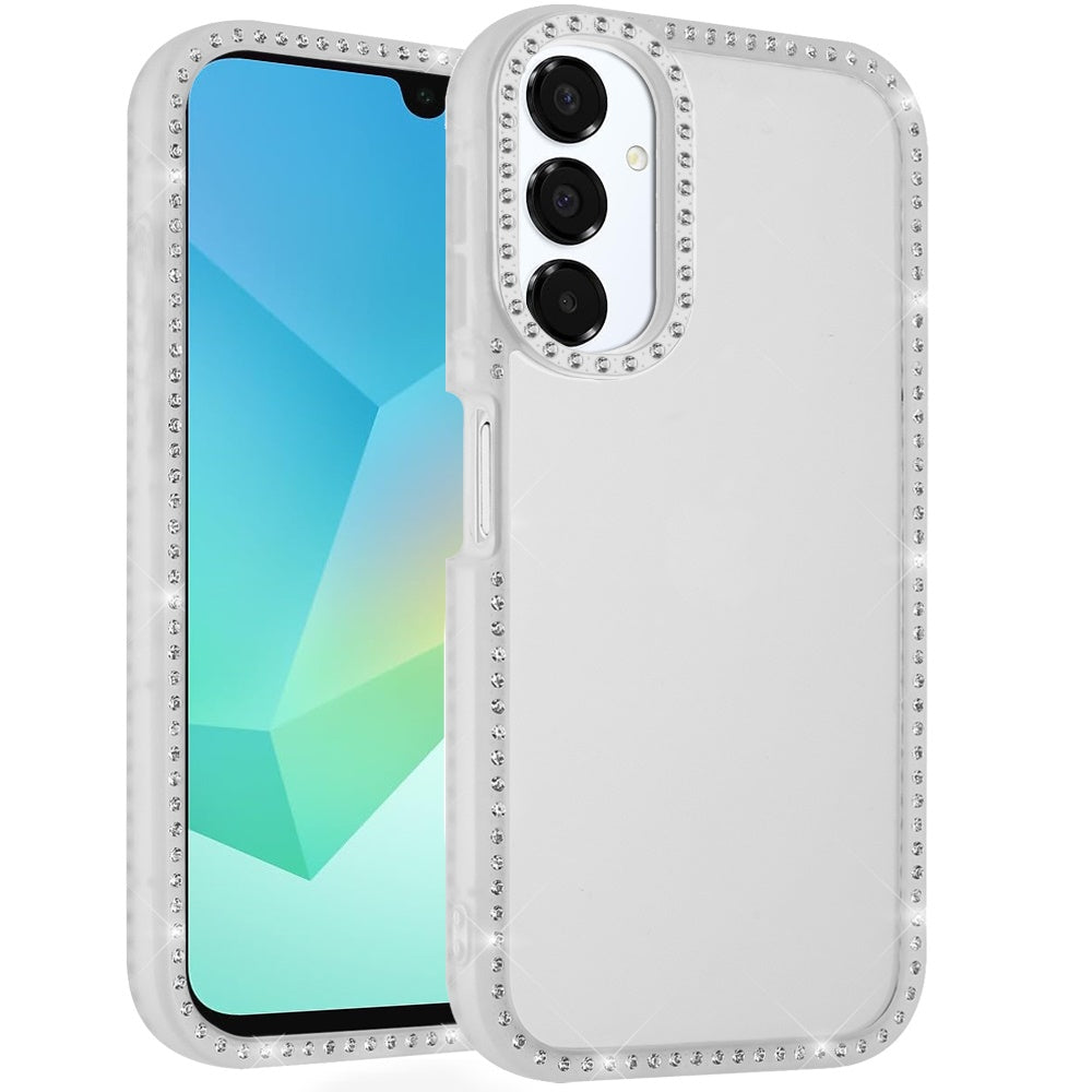 For Samsung Galaxy A36 Diamond Full Rhinestone Clear Hybrid Protective, Sparkly Bling Transparent Shockproof Bumper All Around Case Cover Clear