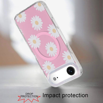 For Apple iPhone 17 Pro Max Stylish Pattern Fashion IMD Printed Design TPU Double Layer Slim Shockproof with Magnetic Back Case Cover Daisy Aster Flower