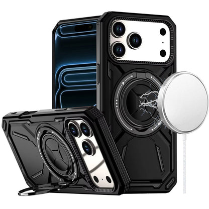 For Apple iPhone 17 Pro (6.3") Hybrid Magnetic Ring and 360° Rotational Kickstand with MagSafe Compatible, Military Grade Drop Protection Case Cover
