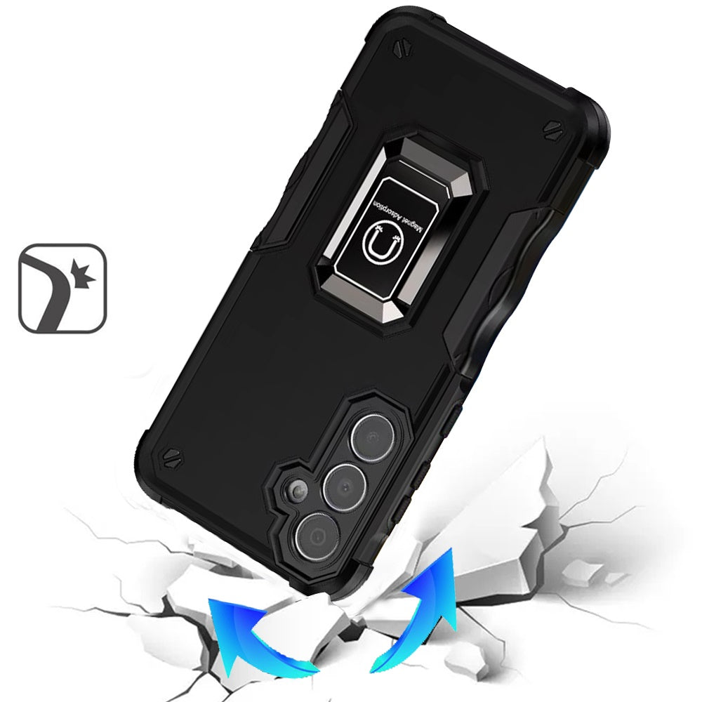 For Samsung Galaxy S25 Ultra Hybrid Stand Magnetic Ring Holder Kickstand Heavy Duty Rugged Drop Silicone & Hard PC Shockproof Case Cover Hotpink