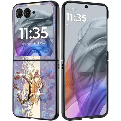 For Motorola Razr 2025 /2024 Diamonds 3D Butterfly Bling Sparkly Glitter Ornaments Engraving Hybrid with Stand Fashion Case Cover Enchanted Butterfly Purple