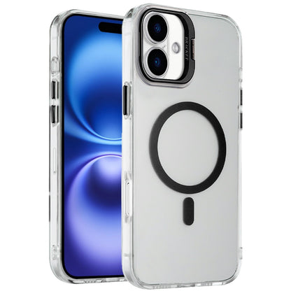 For Apple iPhone 17 (6.3") Magnetic Back MagSafe Compatible Transparent Hybrid Drop Protection with Metallic Camera Stand Case Cover