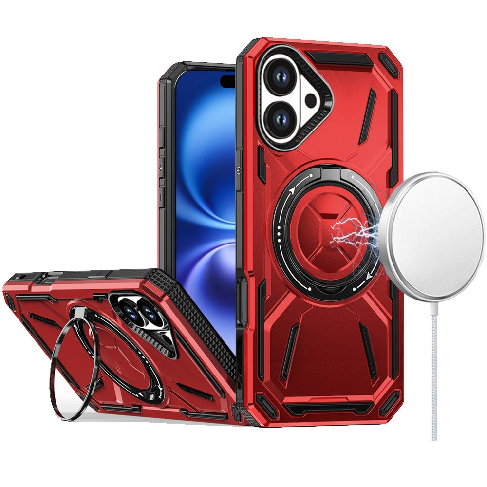 For Apple iPhone 17 (6.3") Hybrid Magnetic Ring and 360° Rotational Kickstand with MagSafe Compatible, Military Grade Drop Protection Case Cover