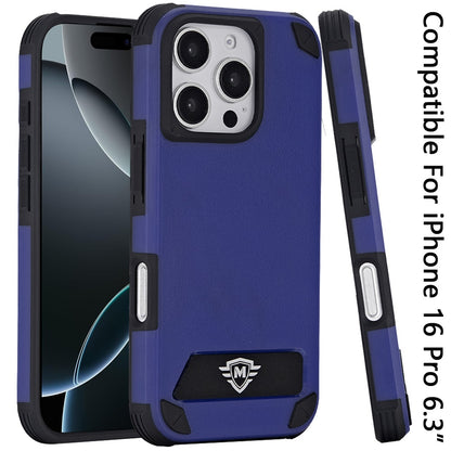 For Apple iPhone 16 Pro (6.3") Heavy Duty Dual-Layer Rugged Protection, Shockproof Kickstand Tough Magnetic Compatible with MagSafe Case Cover