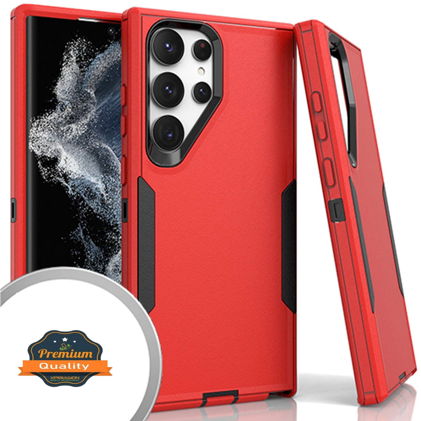 For Samsung Galaxy S25 Ultra Tough Hybrid Shockproof Silicone Rubber TPU + Hard PC Heavy Duty Three Layer Armor Protection Case Cover