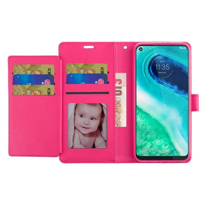 Phone Case for Samsung Galaxy S24 Ultra Wallet Credit Card Holder Leather Grip Shockproof Hybrid Protective Style Durable Flip Pouch Cover Hot pink