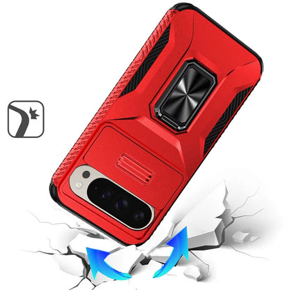 For Google Pixel 10 /Pixel 10 Pro Case, Camera Cover with Magnetic Rotation Ring Stand, Military Grade Hybrid Hard TPU Shockproof Case Cover