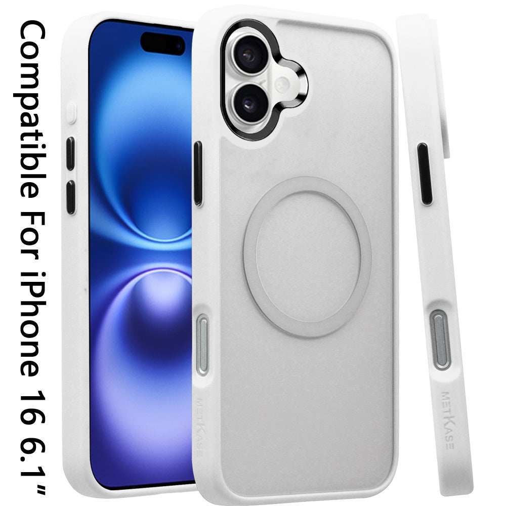 For Apple iPhone 16 (6.1") Magnetic Protective Hybrid Case with MagSafe Compatible Bumper Shockproof Case Cover