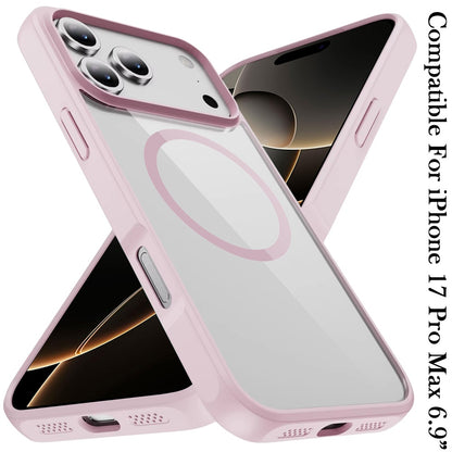 For Apple iPhone 17 Pro Max Magnetic Circle HQ Transparent Clear TPU Thick 2.0mm Frame Hybrid Shockproof Protector Case Cover