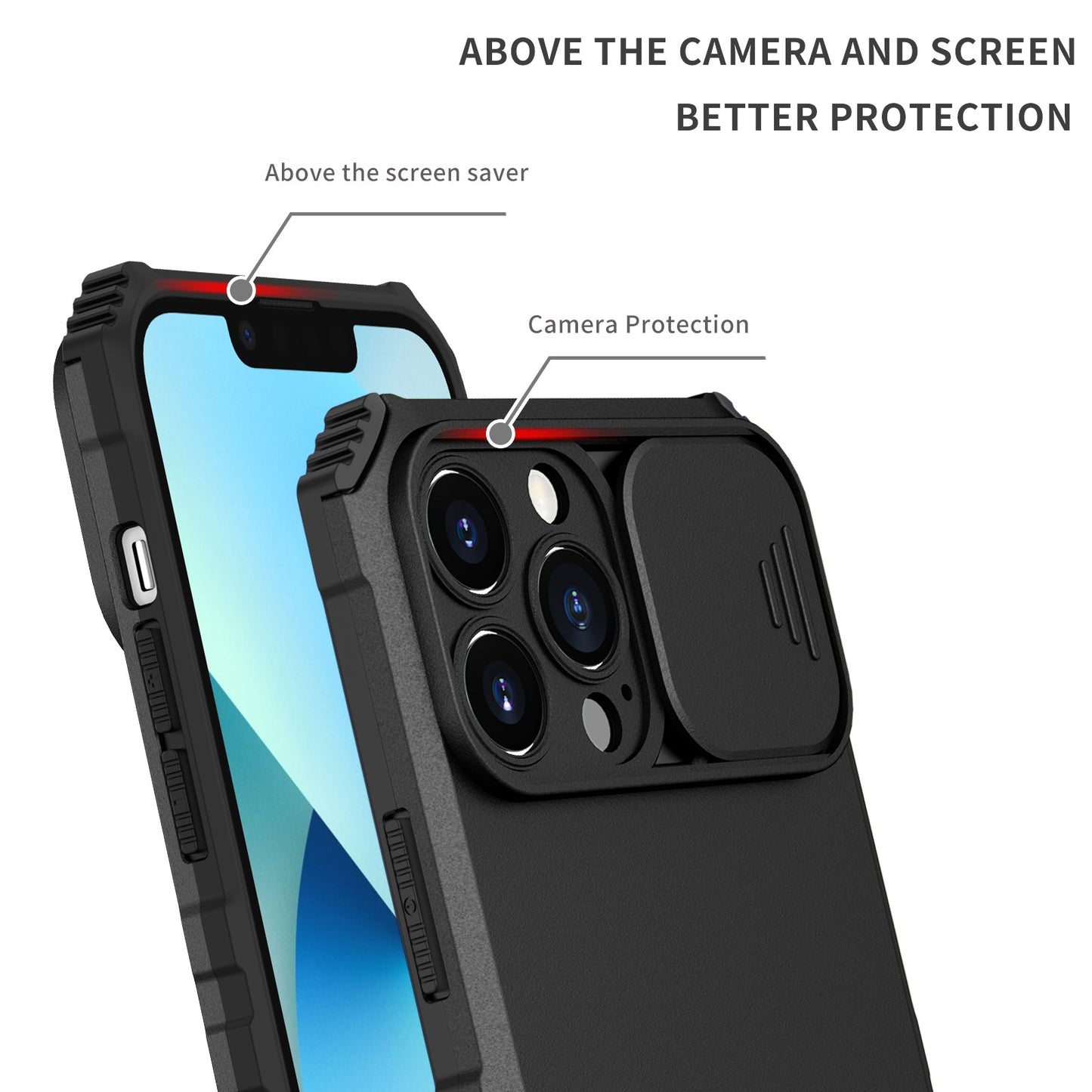 For iPhone XR Hybrid Hard PC & TPU Rubber Shockproof with Kickstand & Covered Camera Protection Case Cover Black