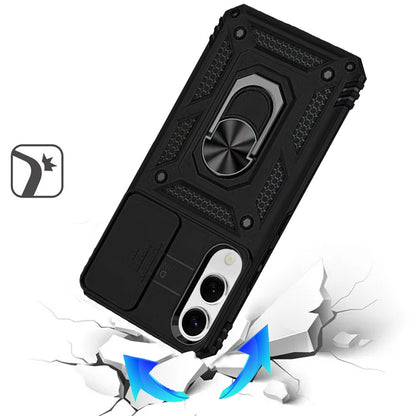 For Samsung Galaxy S25 EDGE Hybrid Ring Shockproof with 360° Rotate Ring Kickstand, Camera Lens Protection, Soft Edge Bumper Case Cover