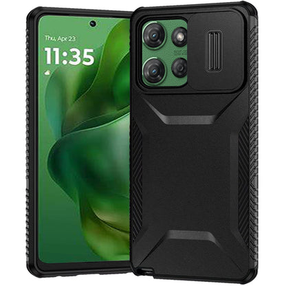 For Motorola Edge 2025 Slim Fit Shockproof Hybrid with Slide Camera Window Covering, Rugged Tpu Silicone Hard PC Bumper Case Cover