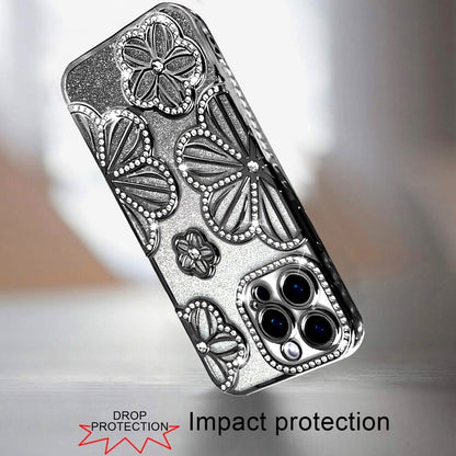 For Samsung Galaxy S26 Ultra Luxury Flower Design Sparkle Glitter Diamond Rhinestone Shimmer Bling Plating Thick TPU Hard PC Case Cover