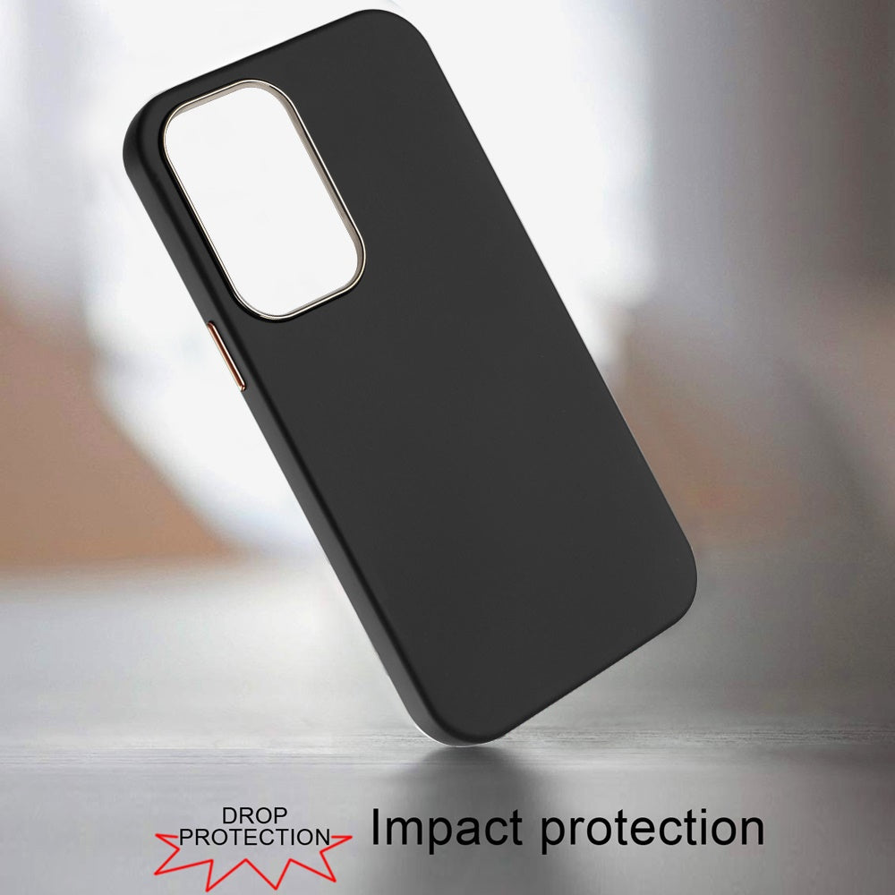 For Apple iPhone 17E /16E Slim Classic Hybrid Around Rubber Gummy Gel Slick Hard PC Silicone TPU Chromed Button Case Cover