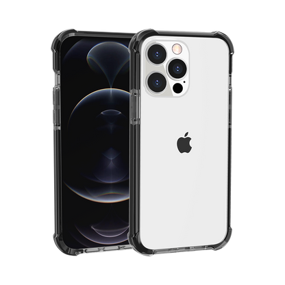 For iPhone 14/13 (6.1") Hybrid Transparent Acrylic Rubber Gummy Hard PC Silicone TPU Color Bumper Frame Shockproof Case Cover Black