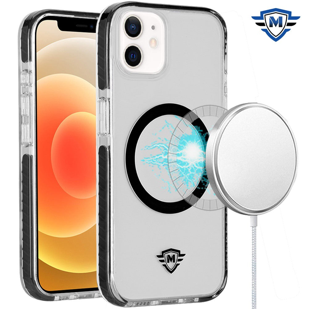 For Apple iPhone 16 Pro (6.3") Premium Hybrid Clear TPU Circle Magnetic [Compatible with MagSafe] Shockproof Color Frame Bumper Case Cover
