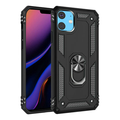 For Apple iPhone 13 Pro Max Hybrid Shockproof Durable 360 Degree Rotatable Ring Stand Holder Kickstand Fit Magnetic Car Mount Case Cover Black