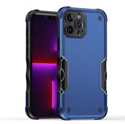 For iPhone 14/13 (6.1") Slim Tough Shockproof Hybrid Heavy Duty 2in1 Dual Layer TPU Bumper Rugged Rubber Defend Armor Case Cover Black