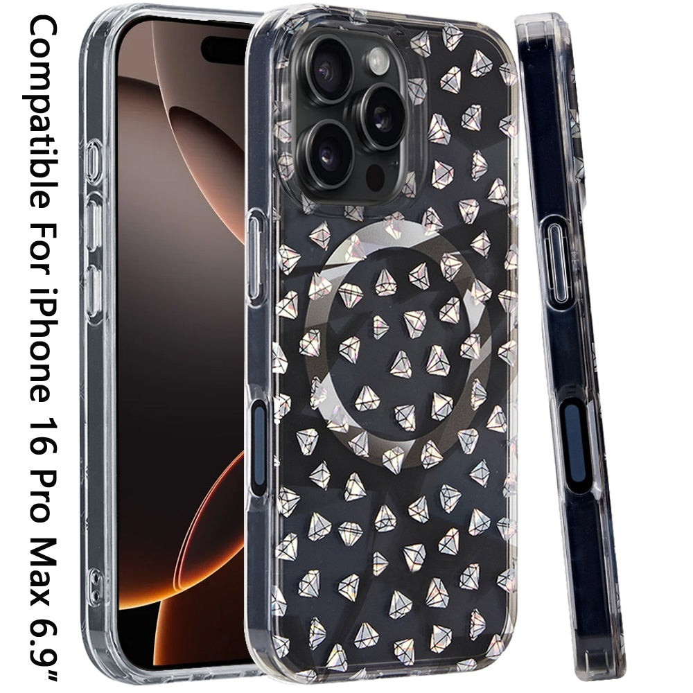 For iPhone 16 (6.1") Double Layer IMD Magnetic Hybrid Shockproof Protection Anti Scratch Durable Design Secure Grip Slim Profile Compatible Design Case Cover