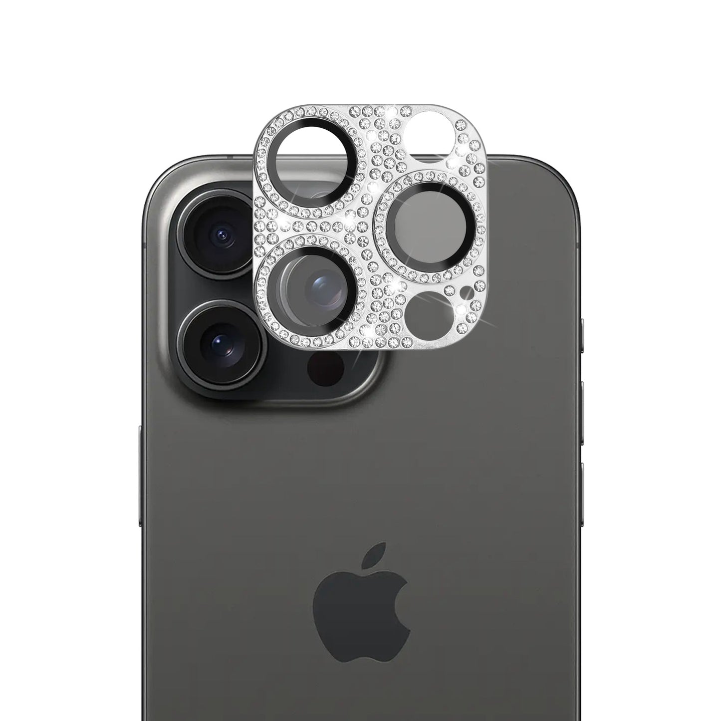 For Apple iPhone 16 Pro (6.3") Camera Lens Full Tempered Glass With Diamond Bling Glitter Rhinestone Lens Protective Case Cover