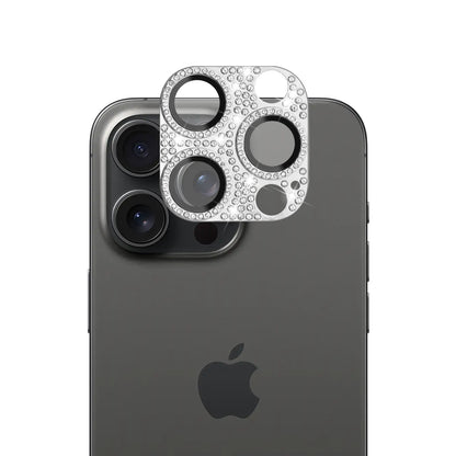 For Apple iPhone 16 Pro (6.3") Camera Lens Full Tempered Glass With Diamond Bling Glitter Rhinestone Lens Protective Case Cover