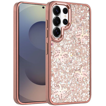 For Samsung Galaxy S26 Ultra Cute Butterfly Crystal Diamond Glitter Case Sparkle Bling Frame Metallic Edges, Shimmer TPU Hybrid Case Cover