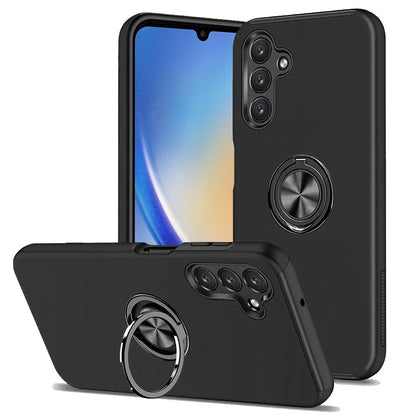 For Google Pixel 8A Hybrid 360 Degree Rotatable Metal Invisible Ring Stand Holder Fit Magnetic Car Mount Shockproof Case Cover