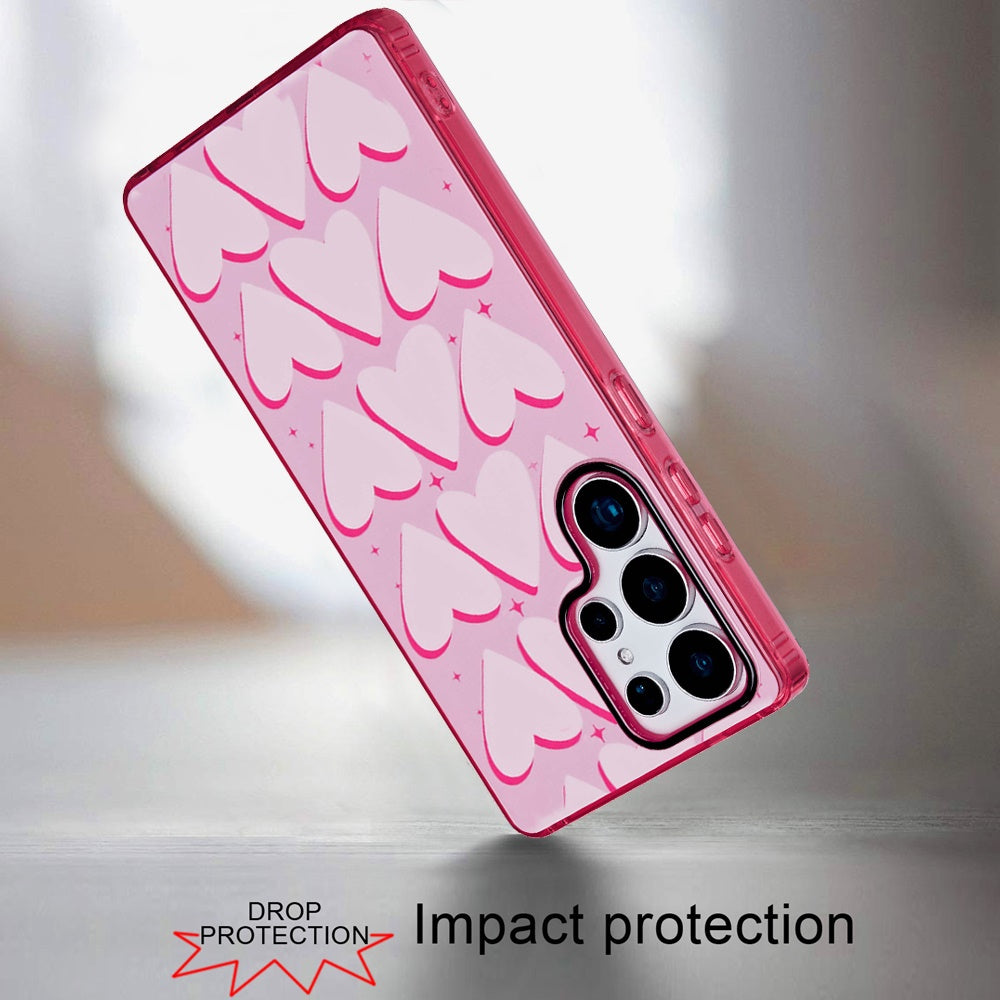 For Samsung Galaxy S25 Ultra Fashion Layer Design Slim IMD TPU Protective, Shockproof Hybrid Stylish Durable Hard PC Case Cover Love