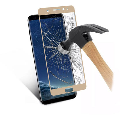 For Samsung Galaxy S8 Premium Tempered Glass Screen Protector Designed to allow full functionality Fingerprint Unlock 3D Curved Edge Glass Full coverage Protector Clear Gold