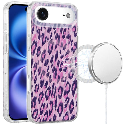 For Apple iPhone 17 AIR Stylish Pattern Fashion IMD Printed Design TPU Double Layer Slim Shockproof with Magnetic Back Case Cover Pink Leopard