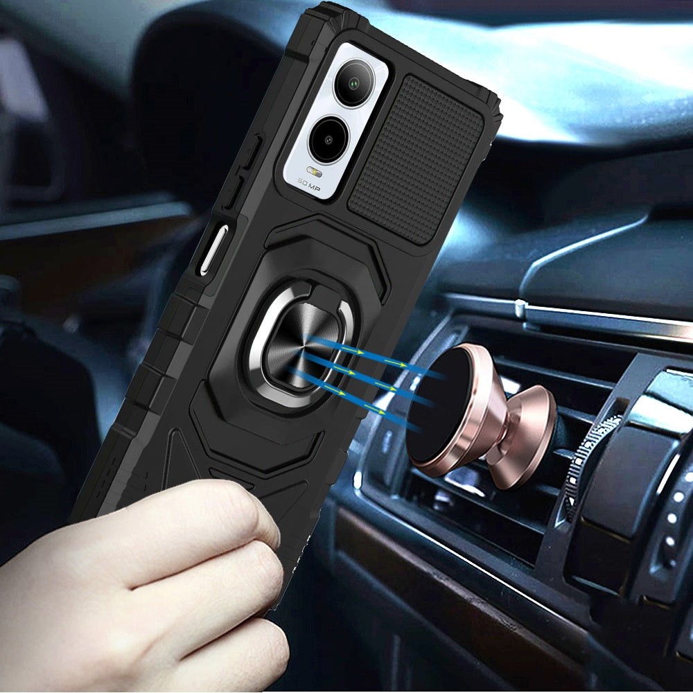 For Samsung Galaxy A52 5G Hybrid Dual Layer with 360° Rotate Magnetic Ring Stand Holder Kickstand TPU Rugged PC Shockproof Case Cover Black