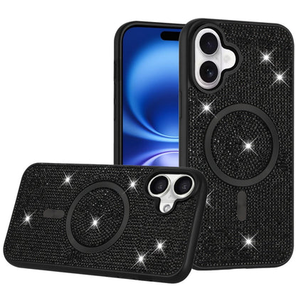 For Apple iPhone 17 (6.3") Sparkly Diamond Bling Case Rhinestone Skin Hybrid with Magnetic Circle, MagSafe Compatible Case Cover