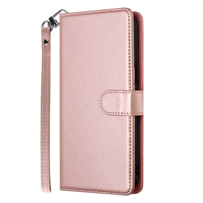 For Apple iPhone 16 Plus (6.7") Deattachable PU Leather Hybrid Wallet Money Credit Card Holder Support Magsafe Charger Case Cover Rose Gold