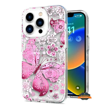 For Apple iPhone 16 Pro (6.3") Hybrid Trendy Image Patterns Design Transparent Hard Back Shockproof TPU Rubber Case Cover